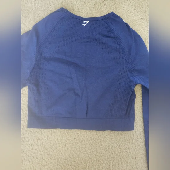 GS Blue Long Sleeve Crop Top W Thumb Holes - Picture 3 of 9